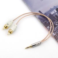 hifi silver-plated 3.5mm aux copper silver-plated cable 3.5 male jack interface to dual rca male plug mobile phone to computer
