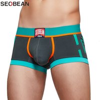 SEOBEAN Herren-Boxershorts mit niedrigem Bund, Baumwollunterwäsche, weich, atmungsaktiv, bequem, für den täglichen Freizeitkleidung