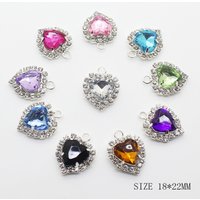 SKYE CIEL 10pcs 18*18mm heart shape with ring Diy jewelry Accessories Rhinestone Acrylic Pendant decoration Crafts