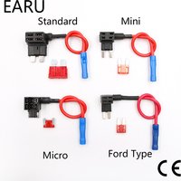 12V Fuse Holder Add-a-circuit TAP Adapter Micro Mini Standard Ford ATM APM Blade Auto Fuse with 10A Blade Car Fuse with holder