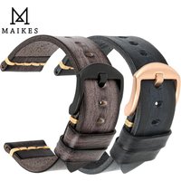 MAIKES-Bracelet de montre en cuir de veau fait main pour homme, bracelet de montre vintage en cuir véritable, Panerai Acity O Longines, 20mm, 22mm, 24mm