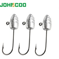 JOHNCOO 10pcs Exposed Jig Head Hook Fishing Hooks 2g 3g 5g Bait Hook Soft Bait Wom Hook light jigging hook