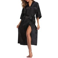 Hiloc Solid Color Sleepwear Robe Lace Up Peignoirs For Women Pajama Flare Sleeves Bathrobes Female Nightwear Elegant Loungewe