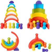 Jouet en bois arc-en-ciel pour enfants, blocs d'équilibre empilables créatifs en bois, jouet pour bébé, jouets éducatifs Montessori pour enfants