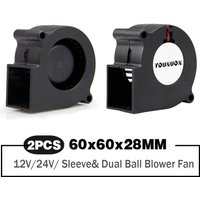 2Pcs Brushless Cooler Cooling DC Centrifugal Blower Fan 60mm 12V 24V 2Pin 60x28mm 6028 6cm Sleeve Dual Ball Heatsink Radiator