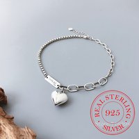 Fashion 925 Sterling Silver Summer Anklet Bracelet for Women Vintage Thai Silver LOVE Heart Pendant Lovely Girl Party Jewelry
