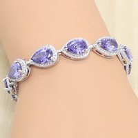 Water Drop Silver Color Bracelet Women's Extended 8 Color Zircon Gift Fashion Bracelet