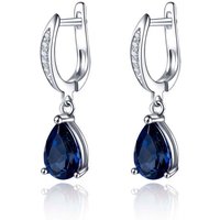 Huitan Wunderschöne wassertropfenförmige blaue Zirkonia-Tropfenohrringe für Damen, Abendparty, elegante Accessoires, klassischer Schmuck