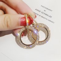 SUMENG 2024 New Fashion Creative High-grade Elegant Crystal Round Gold Color Silver Earrings for Woman Wedding Jewelry