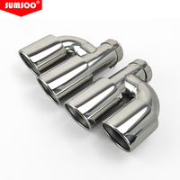 genuine SUMSOO Car Accessories stainless steel H-type double outlet crimping edge exhaust pipe tailpipe