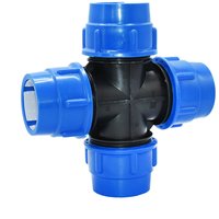 20/25/32/40/50/63mm Pe Pipe Cross Connector 4-Way Plastic Water Pipe Water Splitter 1/2 3/4 1 1.5 2 Inch Pipeline Coupler 1Pcs