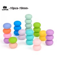 LOFCA – collier de perles de dentition en Silicone, sans BPA, qualité alimentaire, perles à mâcher, chaîne de sucette pour bébé, 10 pièces, 19mm