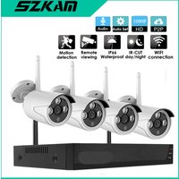 HD Wireless 1080P 4CH NVR Kit 4pc WIFI IP Camera Night Vision Audio Record Video Surveilance Indoor Outdoor Security CCTV System