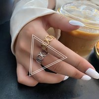 LIVVY Silver Color Geometric Hollow Out Wide Chain Adjustable Rings For Women Couples 2021 New Fashion Temperament Jewelry