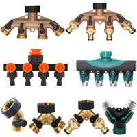 1PC BSP NPT 3/4" 4-Way Brass Plastic Garden Hose Splitter Y-Type Watering Connector Distributor For Outdoor Tap Faucet Adapter