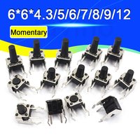 20-200PCS PCB Momentary Tactile Tact Push Button Switch Right Angle With stent 6*6*4.3/5/6/7/8/9/12mm 6x6x4.3/5/6/7/8/9/12 MM