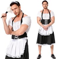 French Gothic Maid for Men Sexy Sling Black White lolita Dress Sets Uniform Butler halloween Cosplay Costume waiter stage cloth