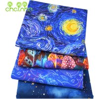 Chainho,Blue Digital Printed Cotton Fabrics,DIY Handmade Quilting & Sewing Baby&Children's Garments,Bag,Crafts,Cushion Material
