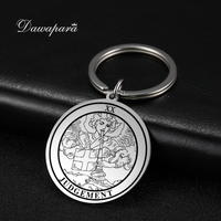 Dawapara Tarot Jewelry Tarot Card Coin Pendant Keychain Astrology Mystery Amulet Stainless Steel Keyrings