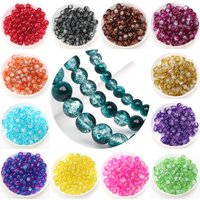 OlingArt Glass Beads Round 4MM/6MM/8MM/10MM bead Crack Mixed Color Crystal Spacers DIY Bracelet Necklace Jewelry Making