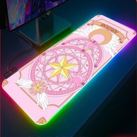 Pink Sakura Card Captor Mouse Pads RGB 900*400 Rubber Gaming Mouse Pad LED Laptop Keyboard Mat Anti-slip Anime Mousepad Xxl