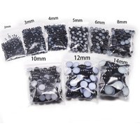 Perles d'imitation ABS à dos plat, 2 3 4 5 6 8 10 12 14mm, Cabochon noir et blanc, perle demi-ronde, décoration pour Scrapbook, bijoux à faire soi-même