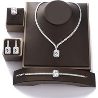 Jewelry Set HADIYANA Vintage Wedding Party Jewelry Square Zircon Necklace Earring Bracelet and Ring Set BN7746 Conjunto de joyas