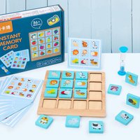 Jeu de société Puzzle en bois pour enfants, jeu d'échecs à mémoire de Photo instantanée, jouets éducatifs d'apprentissage précoce Montessori pour bébés, cadeaux pour enfants