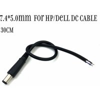 DC repair cable 7.4*5.0mm Power Plug Socket Connector with pin For hp /Dell 30cm For Notebook PC Charger 2pin 3pin 20Awg 18AWG