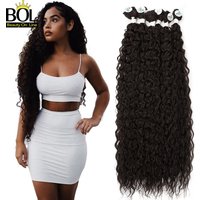 BOL Synthetic Curly Hair Bundles Water Wave Hair Extension 3PCS/Pack 100g Color Black Heat Resistant Fiber Kinky Curly Hair