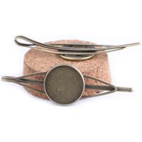 Reidgaller 10pcs Antique Bronze 20mm Dia Cabochon Hair Pin Base Settings Diy Bezel Tray Blanks For Hairpin Making