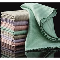 10pcs Microfiber Glass Cleaning Cloth Rag Lint-Free For Windows Car Kitchen Mirror No Trace Reusable Fish Scale Rag Polishing