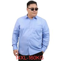 Printemps été hommes robe chemise à manches longues grande taille 10XL 12XL 14XL 160kg surdimensionné formel bureau chemises amples affaires hauts