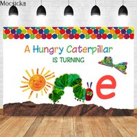Mocsicka Hungry Caterpillar Photography Background Butterfly Decoration Baby Shower 1st Birthday Studio Photo Backdrop Banner