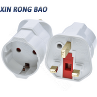 New black White Surface Germany/France/ Russia to UK 3 Pin with 13A 250V Fused Plug Travel Adaptor Socket UK Type Plug XD-501-E