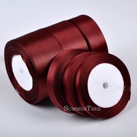 1 Roll Burgundy 25yards 6mm - 50mm Satin Ribbon Sash Gift Bow Handmade DIY Craft Wedding Party Supply Banquet Decoration