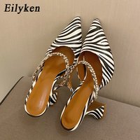 Eilyken-Escarpins zébrés à talons hauts pour femmes, escarpins à bride arrière en cristal, chaussures de mariée de style étrange, fête de mariage, mode, taille 35-41