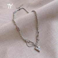 European and American Sweet Peach Heart Pendant Stainless Steel Choker Necklace For Women 2025 Korean Girl's Sexy Clavicle Chain