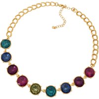 New Arrivals Gold Color Multi Stone Green Navy Red Olive Yellow Sky Colorful Statement Necklace For Women Soft Pastel Decoration