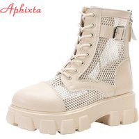 AphFête ta-Bottes Respirantes à Semelle Optique pour Femme, Chaussures à Plateforme, Grande Taille 43, Lacets Imperméables, Recommande d'AugWhite, Été, 6cm