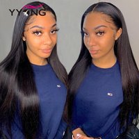 Yyong 250% Straight 13x6 HD Transparent Lace Front Human Hair Wigs For Women PrePlucked 32" Lace Frontal Wig 5x5 6x6 Closure Wig