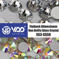 VDD SS3-SS50 Hochwertige Glas-Strasssteine, superheller Kristall, nicht Hotfix, flache Rückseite, zum Aufkleben auf 3D-Steinen für DIY-Nagelkunst