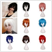 Male Wig Black White Purple blonde Red Short Hair Cosplay Anime Costume Halloween Wigs Synthetic Hair With Bangs For Men