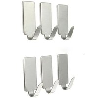 6 PCS Silver Self Adhesive Home Kitchen Wall Door Stainless Steel Holder Hook Hanger for bathroom door hooks for hanging