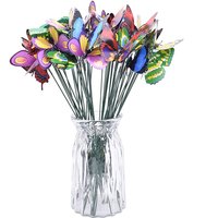 3D Fake Butterflies Props With Stick Real Fly Butterfly Branch Garden Outdoor Decor Home Flower Pot Planter Decorations 29cm