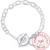 Man Bracelet 925 Sterling Silver Toggle Clasp Heart Bracelet For Women Fashion Silver 925 Jewelry pulseiras feminina