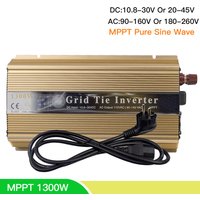 1300W Solar Home On Grid Tie Inverter 18V 36V DC MPPT Pure Sine Wave Inversor 110V 220V AC For PVGenerator Battery