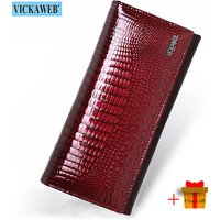 Free Gift Genuine Leather Women's Wallets Long Ladies Double Zipper Wallet Clutch Money Bag Design Purse Fashion Purses VK-AE501