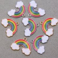 6pcs 20*24*2mm Rainbow Cloud Shape Alloy Enamel Pendants Charms for Jewelry Making DIY Bracelet Necklace diy accessories