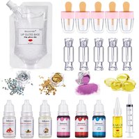 Kit de brillant à lèvres transparent, Gel de Base hydratant, 100ml, avec Tubes de brillant à lèvres, poudre pigmentée, saveur scintillante, huiles essentielles, DIY